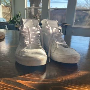 Vans sk8 hi white leather size 9